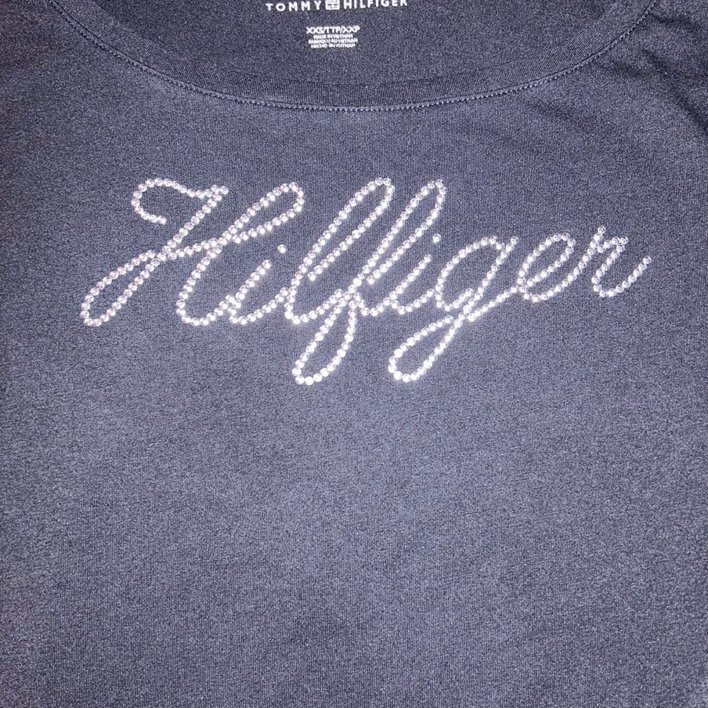 🖤Tommy Hilfiger Tshirt w/ Rhinestone Lettering - Picture 2 of 2